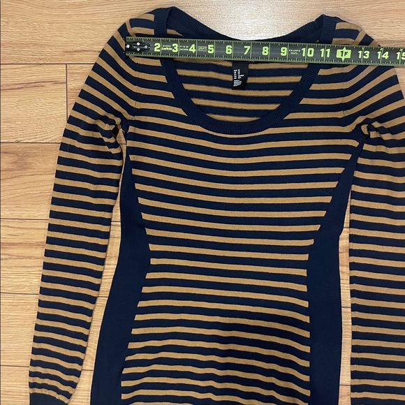 H&M Navy and Brown Striped Long Sleeve Dress xs - Picture 6 of 6